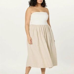 The Drop Hellen Strapless Mixed Media Maxi Dress Women’s White/Natural Size L